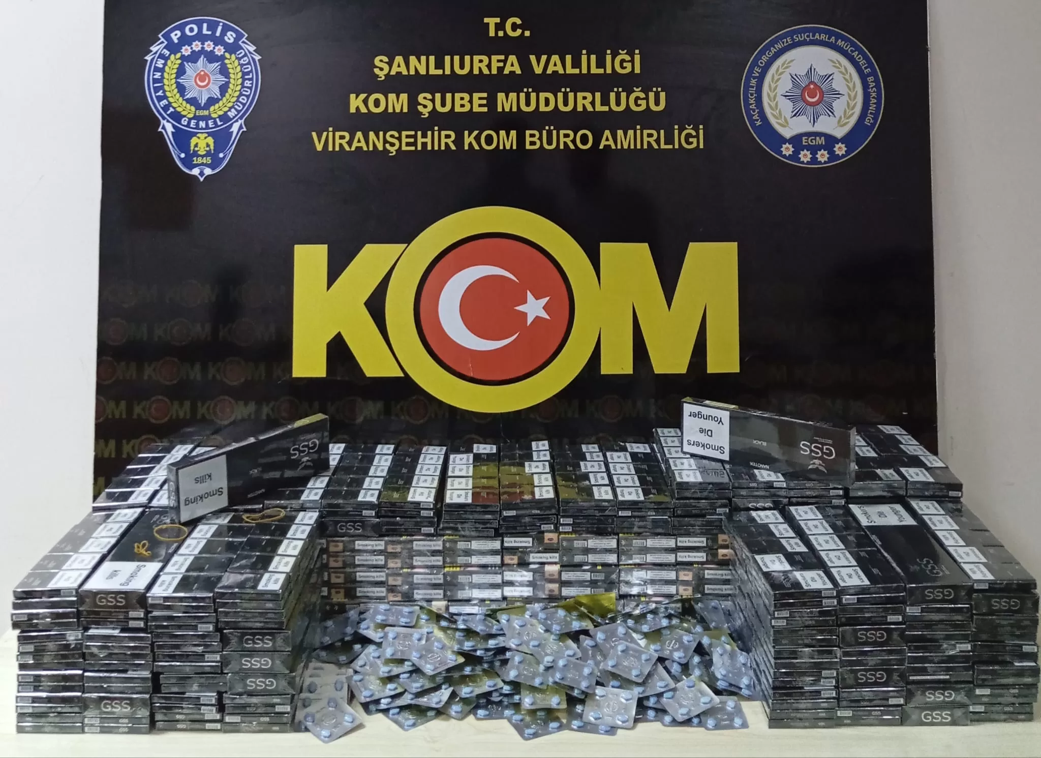 Viranşehir’de kaçakçılığa büyük darbe! 2.680 adet kaçak sigara ve cinsel içerikli hap ele geçirildi!