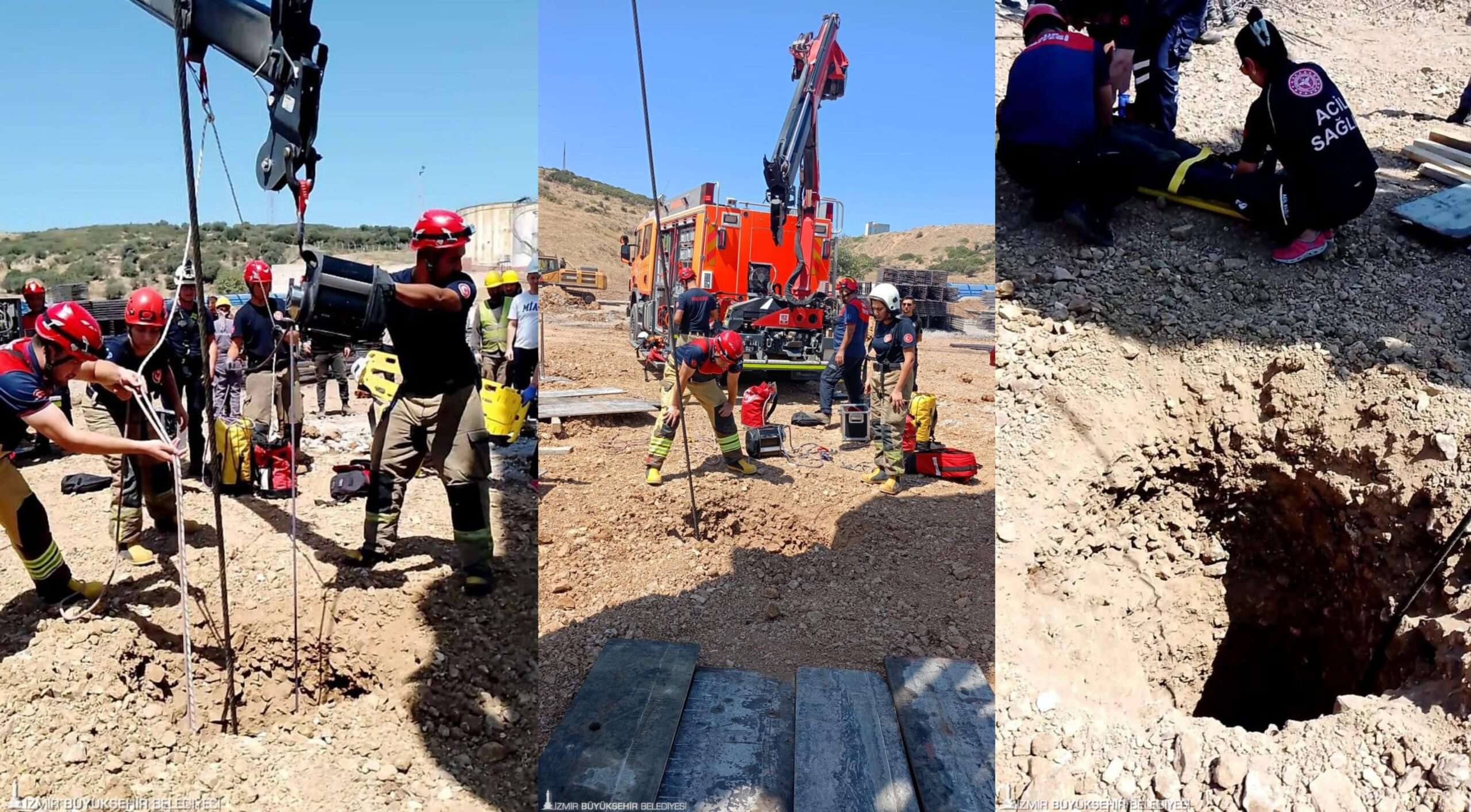 İzmir İtfaiyesi, Aliağa’da 15 metrelik kuyuya düşen Vatandaşı kurtardı