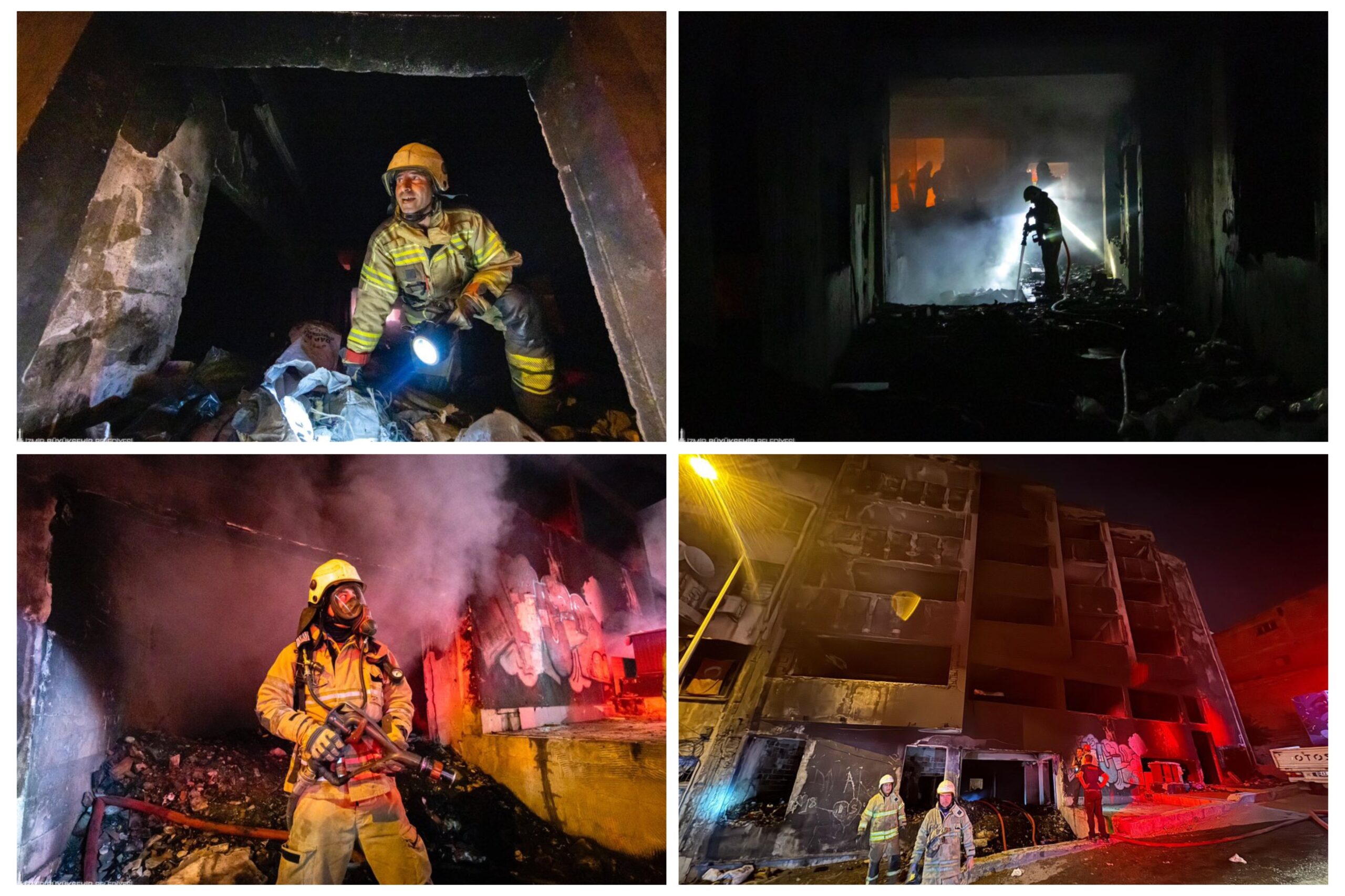 İzmir’de metruk binada yangın: itfaiye, Mahsur kalan 2 kişiyi kurtardı