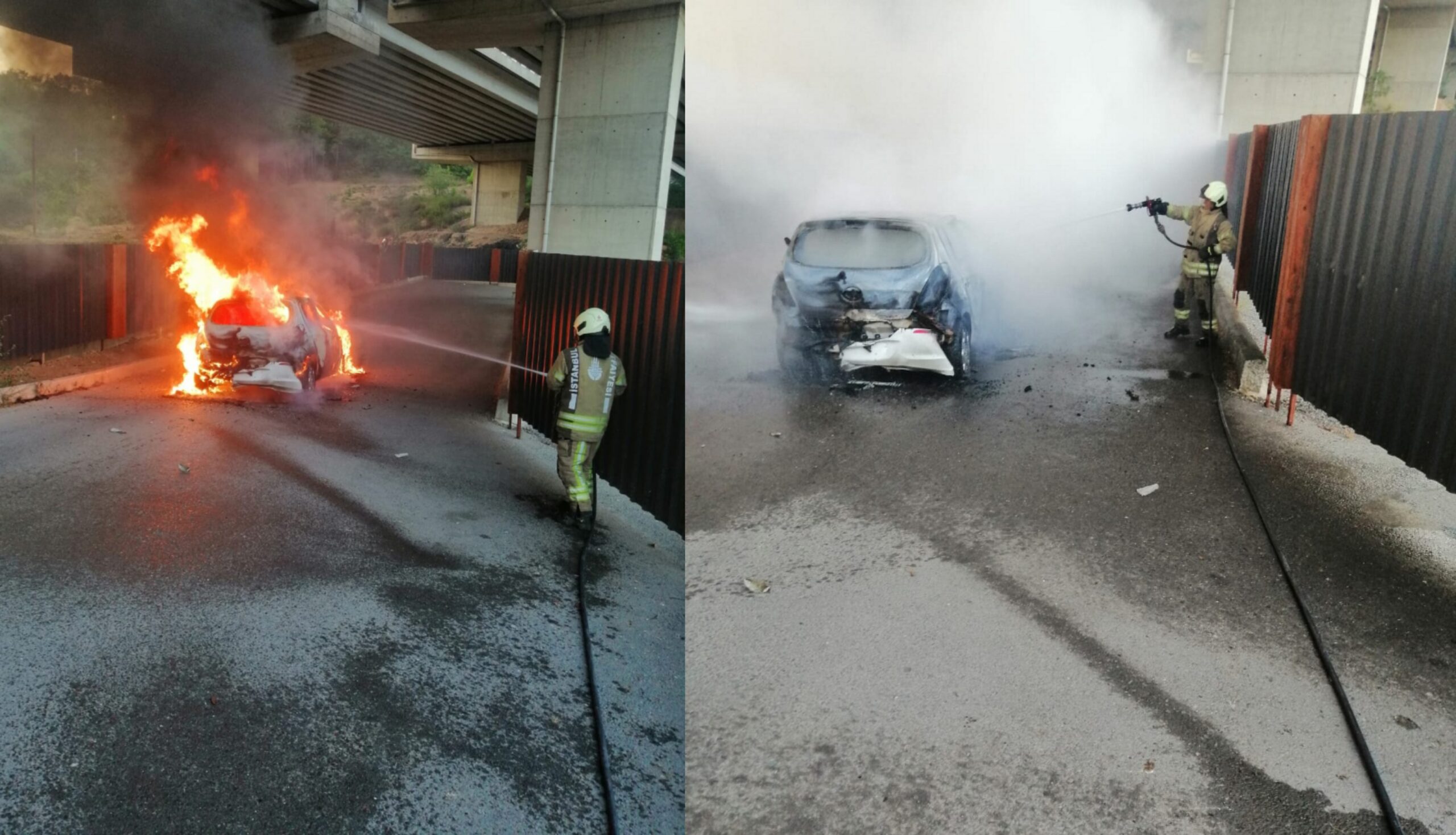 İstanbul’da seyir halindeki otomobil alev aldı