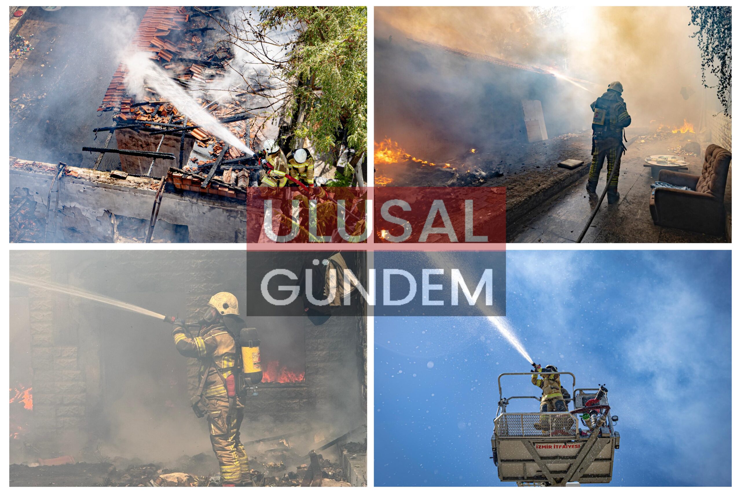 İzmir Konak’ta korkutan yangın: Metruk binadaki alevler okul duvarına sıçradı