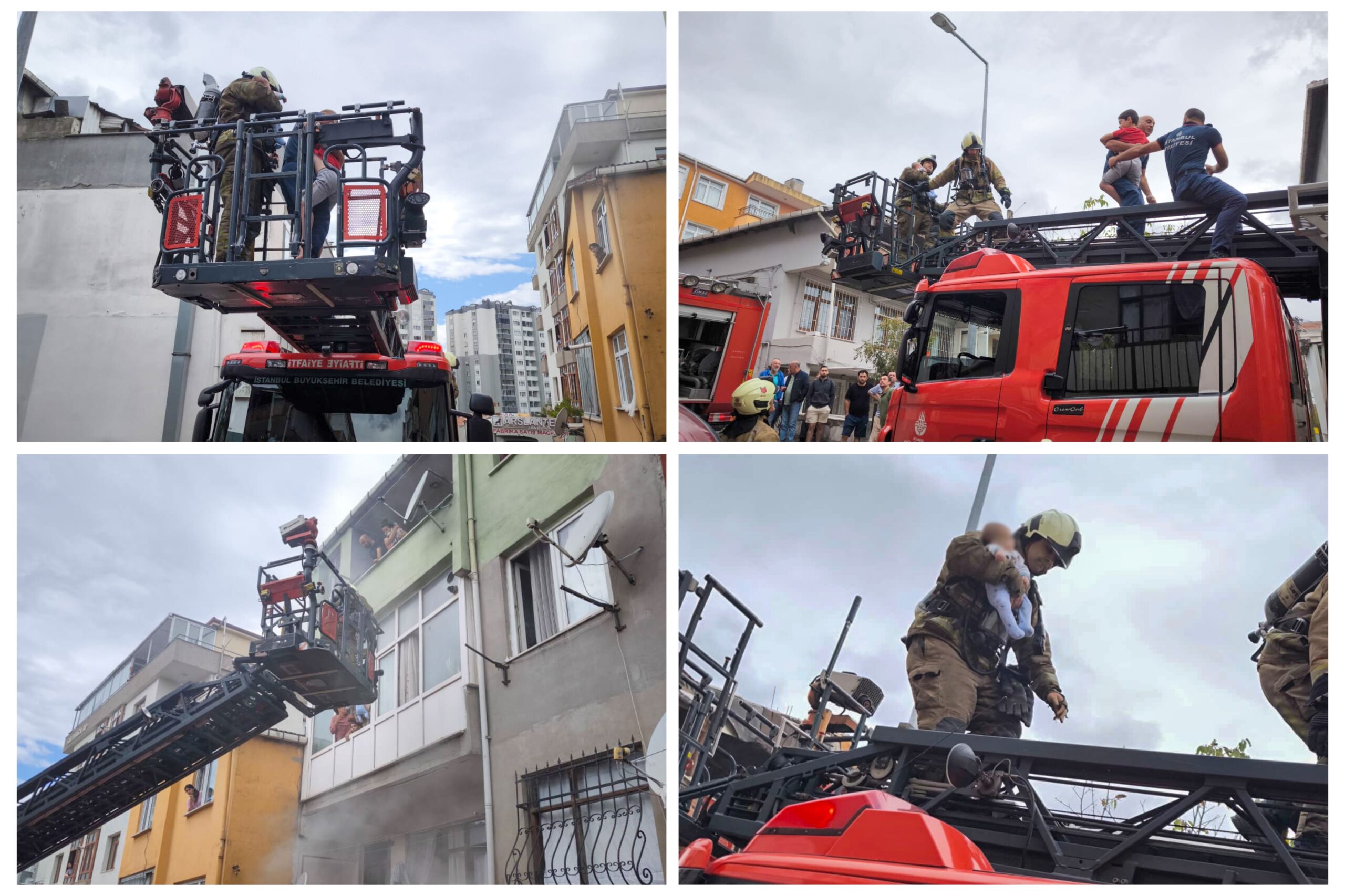 Ümraniye’de korku dolu anlar: Yangında mahsur kalan 7 kişi kurtarıldı