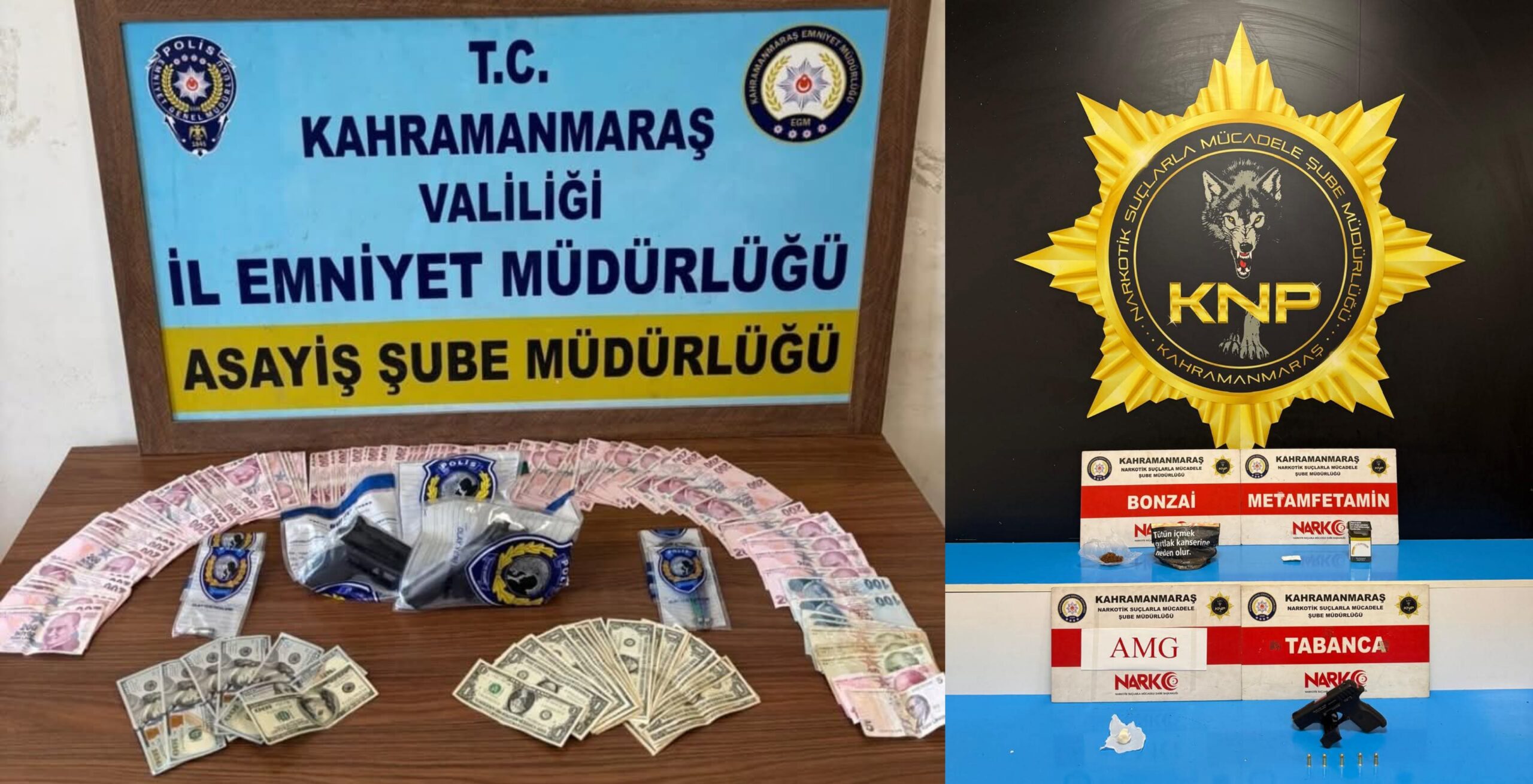 Kahramanmaraş’ta bir haftalık asayiş bilançosu: 25 tutuklama, Çok sayıda silah ve uyuşturucu ele geçirildi